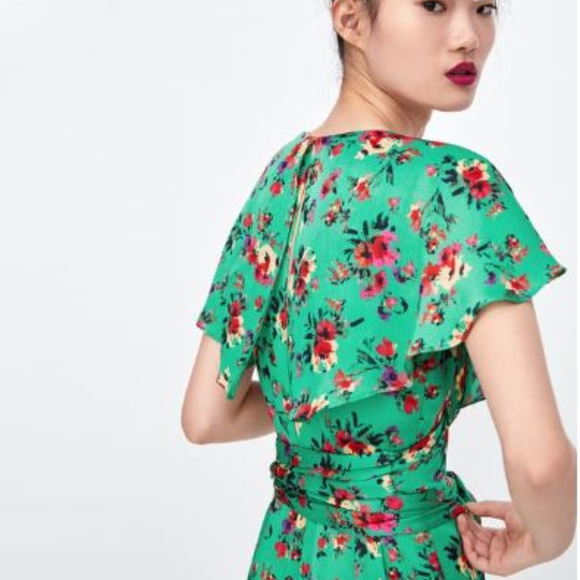 zara floral print jumpsuit dress